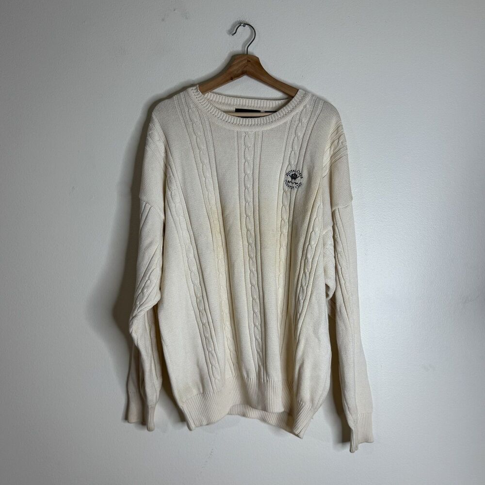 Izod Club Sweater Mens XL Cable Knit Loyal Oaks Country Club Golf Crest Pullover